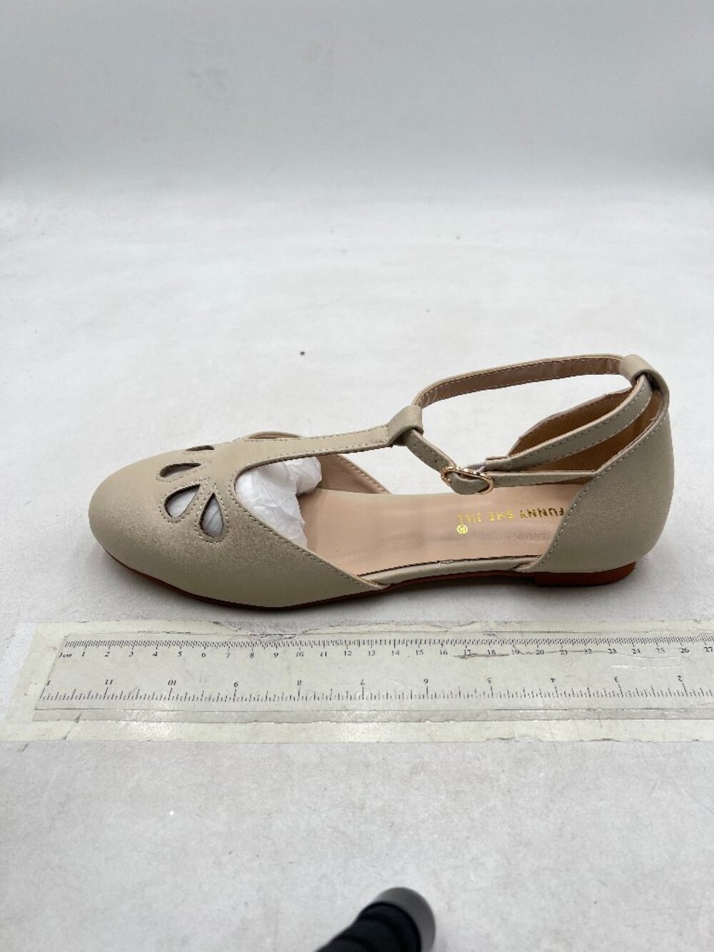 Beige D'Orsay Dress Pumps T-Strap Round Toe Ankle Strap Sandal Adorable Shoe